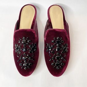Michael Michael Kors Edie Embellished Burgandy Velvet Slides Size 7